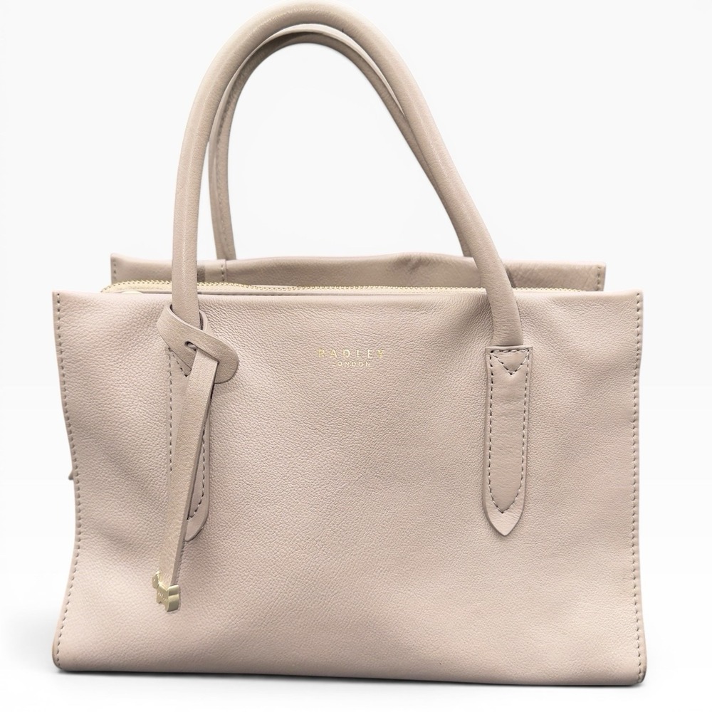 Radley London Medium Tote Bag Nude Taupe Pebble Leather Satchel Zip Top 13094